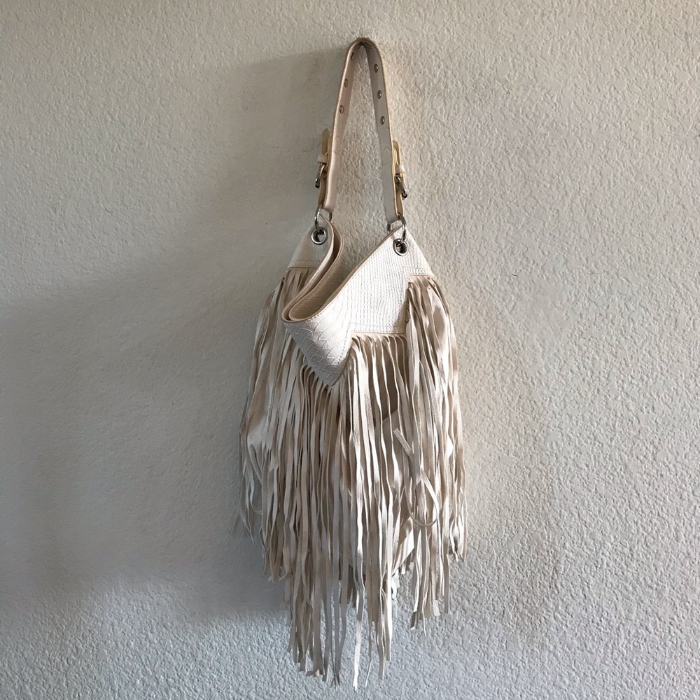 Carlos white fringe leather Santana bag purse